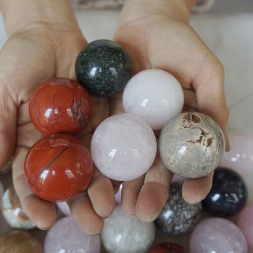 5Kg 56Pcs Natural Quartz Crystal Jasper Sphere Ball Mixed Stone Tumbles Healing 35-40cm