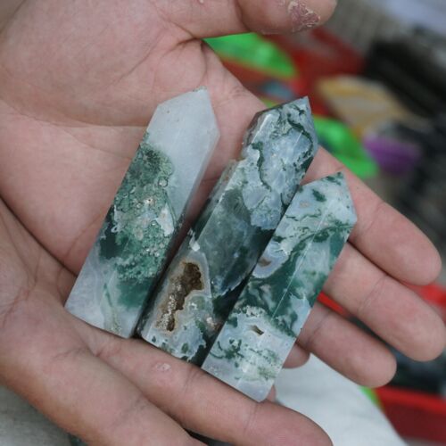 2kg 4.4LB 28Pcs Natural Moss Agate Carnelian Quartz Crystal Point Tower Healing