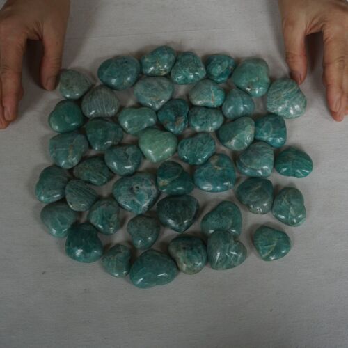 1KG 2.2LB 43Pcs Natural Green Amazonite Quartz Crystal Heart Palm stone Healing