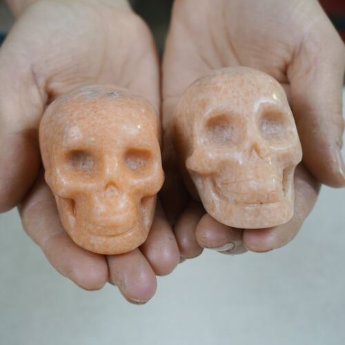 20Pcs 8.2LB 3.8KG Natural Sunstone Quartz Crystal Skull Carving Head Sculpture Healing