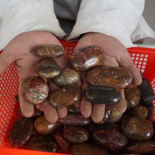 5kg 60 Pieces 11LB Cherry Creek Jasper Picasso Crystal Tumbled Palm Stone Healing