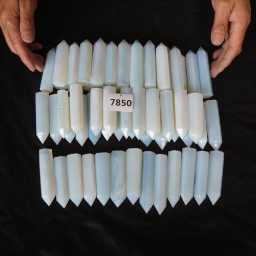 9LB 60Pcs White Manmade Opal Crystal Gem Stone Point Tower Healing Angel Skin