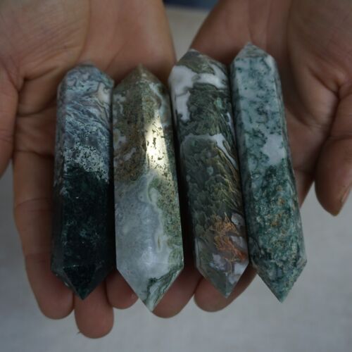 2KG 30Pcs 4.4lb Natural Moss Agate Carnelian Quartz Crystal Double Point Wand Healing