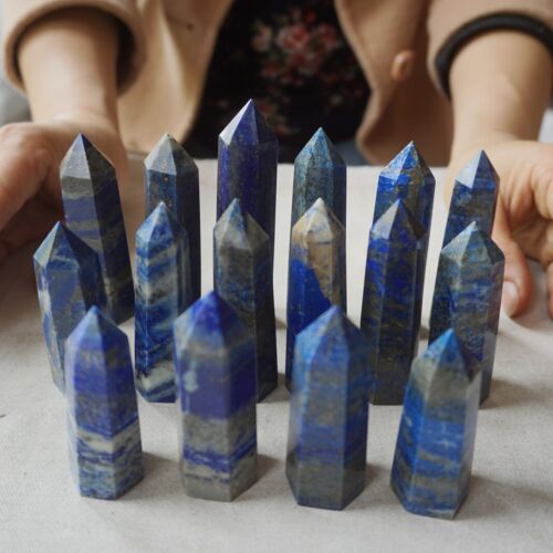 4.4LB 2KG 32Pcs Natural Lapis Lazuli & Pyrite Crystal Point Tower Healing