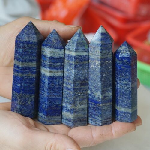 4.4LB 2KG 18Pcs Natural Lapis Lazuli & Pyrite Crystal Point Tower Healing Bulk