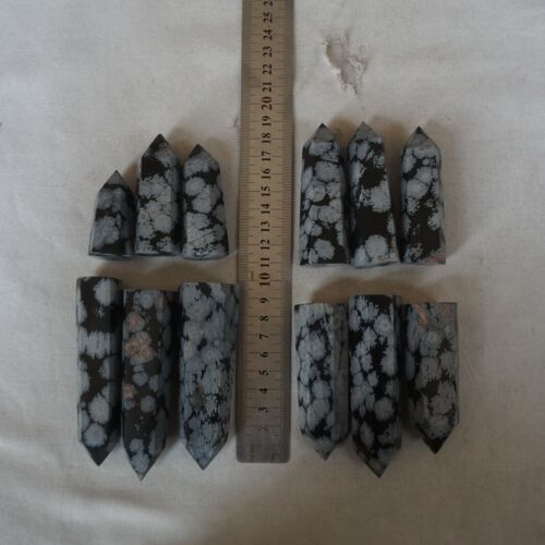 5KG 90Pcs Natural Snowflake Obsidian Quartz Crystal Points Tower Obelisk Healing Bulk