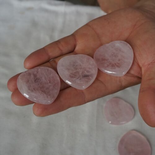 50Pcs 0.7kg Natural Rose Quartz Crystal Love Heart Decompression Stone Worry Stone Healing