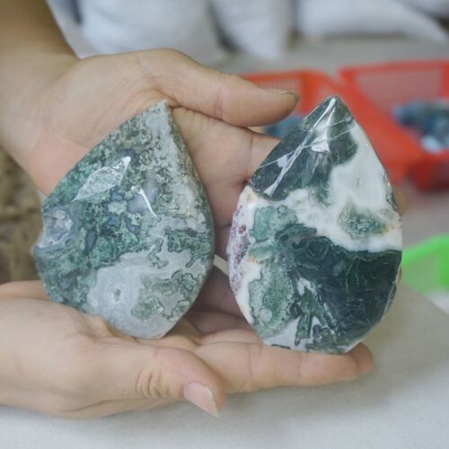 5KG 11LB 20Pcs Natural Moss Agate Carnelian Quartz Palm Stone Point Flame Healing