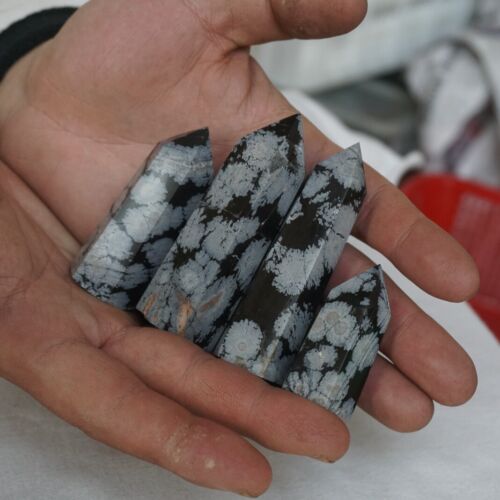 5KG 90Pcs Natural Snowflake Obsidian Quartz Crystal Points Tower Obelisk Healing Bulk