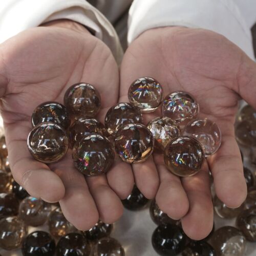 2.5KG 100Pcs Natural Rainbow Smokey Clear Quartz Crystal Sphere Ball Healing 23-27mm