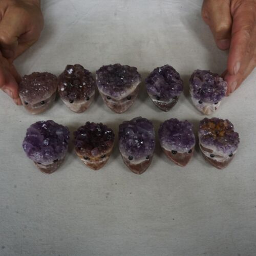 20 Pieces Natural Amethyst Quartz Crystal Cluster hedgehog Carved Healing