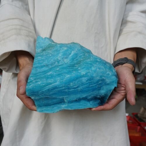 6.1kg 13.5LB 8.5" Rare Blue Lazulite Gem Quartz Crystal Cut from Rough Stones Tibet