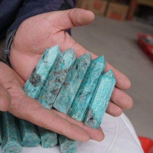 2KG 4.4LB 28Pcs Natural Green Amazonite Quartz Crystal Points Tower Wand Healing