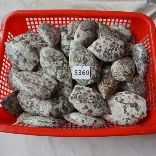 2.4KG 5.2LB 10Pcs Natural Green Sakura Jasper Crystal Point Flame Palm Stone Healing