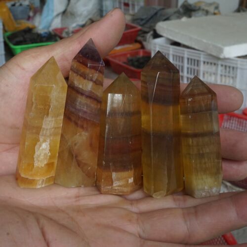 2KG 4.4LB 24Pcs Natural Yellow Fluorite Quartz Crystal Point Tower Healing Wholesale Price