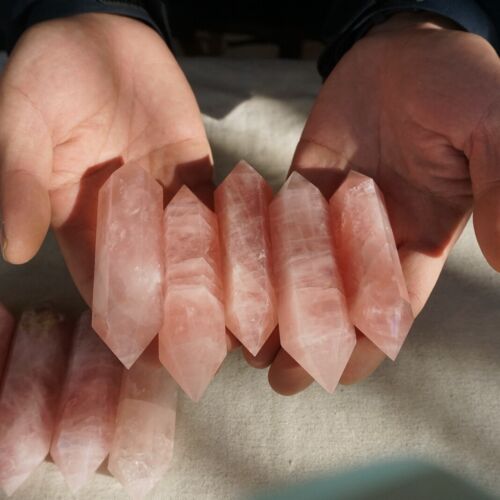 2KG 4.41LB 20Pcs Natural Pink Rose Quartz Crystal Double Points Wand Polished Healing