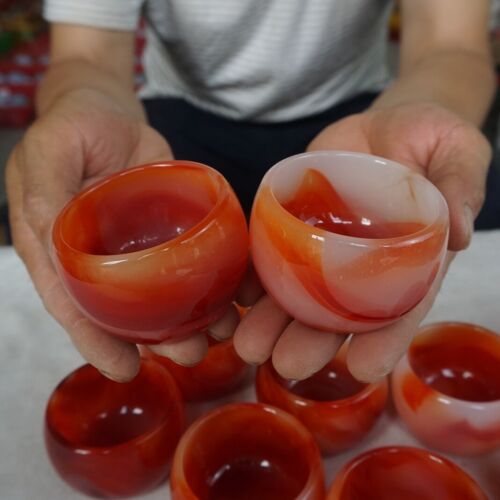 20Pcs Manmade Art Agate Carnelian Quartz Crystal Bowl Cup Carving Healing Wholesales Lot