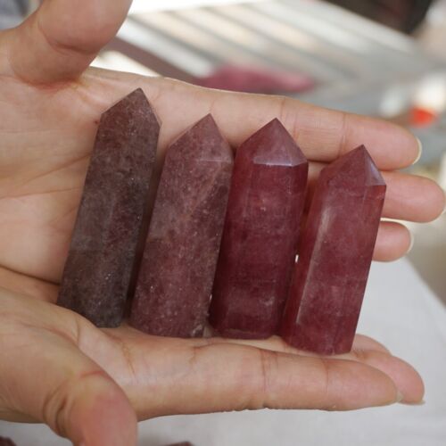 2KG 4.4LB 26Pcs Natural Red Strawberry Quartz Crystal Point Tower Fuchsite Healing