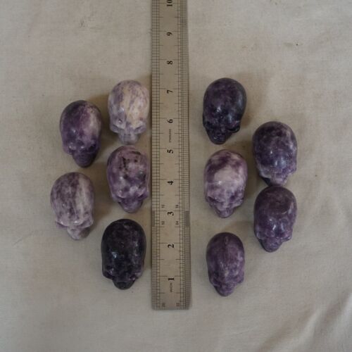 10 Pieces Small Natural Purple Mica Lepidolite Crystal Skull Healing Africa