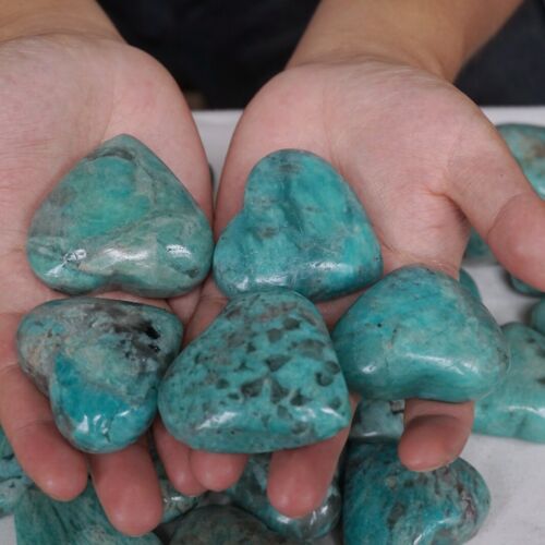 5KG 11LB 58Pcs Natural Green Amazonite Quartz Crystal Heart Palm stone Healing