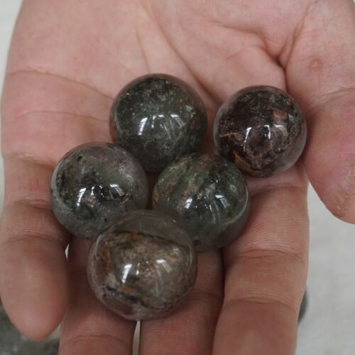 2KG 100Pcs Natural Phantom Ghost Clear Quartz Crystal Sphere Ball Healing 20-28mm 