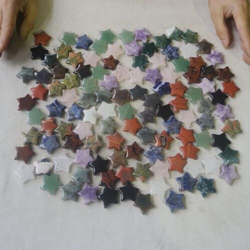 2KG 234Pcs 4.4LB Natural Quartz Crystal Jasper Pentagram Stars Mixed Stone Healing 3cm