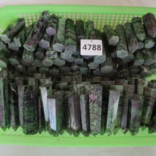 2kg 4.4LB 20Pcs Natural Green Ruby Zoisite Gem Stone Crystal Point Tower Healing