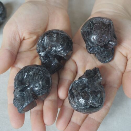 4.2LB 20Pcs 1.9kg Astrophylite Garnet Blue Flashes Crystal Skull Carving Head Healing 5cm