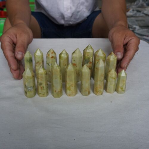 24 Pieces 2kg Natural Yellow Jade Crystal Tower Point Obelisk Polished Healing Wholesale Lot