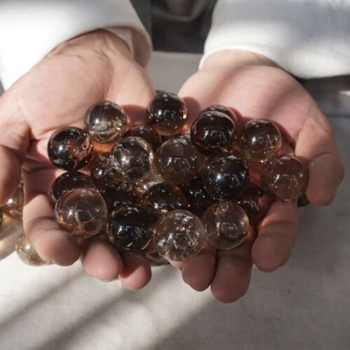 2.5KG 100Pcs Natural Rainbow Smokey Clear Quartz Crystal Sphere Ball Healing 23-27mm