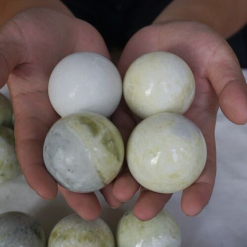 5kg 11LB 25Pcs Natural Serpentine Jade Crystal Sphere Ball Liaoning Province China