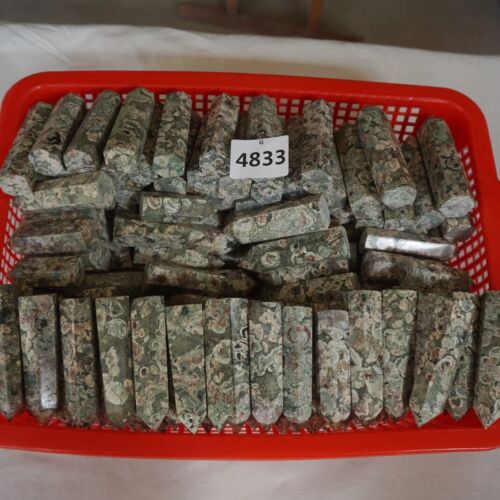 2KG 4.4LB 30Pcs Natural Green Sakura Jasper Crystal Point Tower Healing Russia Bulk