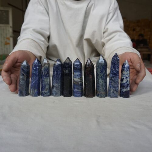 2KG 20Pcs 4.4LB Natural Blue Sodalite Crystal Point Tower Obelisk Polished Healing