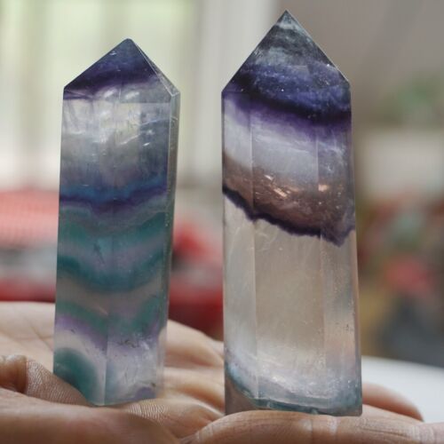 4.4LB 2KG 24Pcs Natural Rainbow Fluorite Quartz Crystal Point Tower Polished Healing