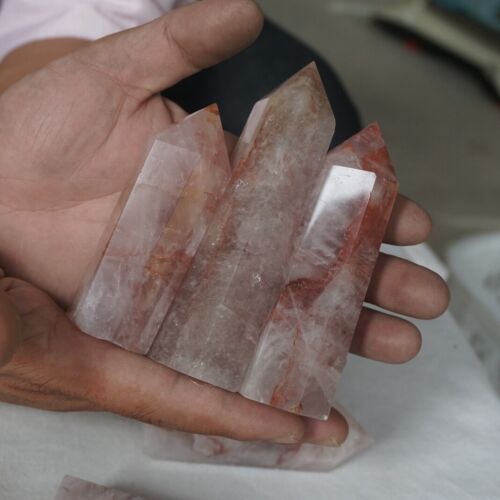 2kg 4.4LB 12Pcs Natural Red Hematoid Quartz Crystal Gem Stone Point Tower Healing