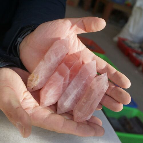 2KG 4.41LB 20Pcs Natural Pink Rose Quartz Crystal Double Points Wand Polished Healing