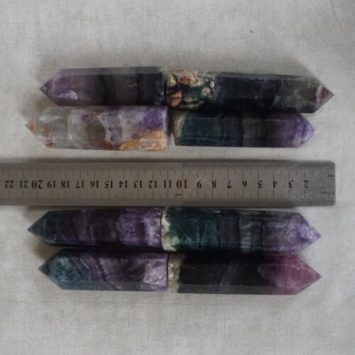 2KG 4.4LB 16Pcs Natural Blue Purple Fluorite Quartz Crystal Point Tower Healing