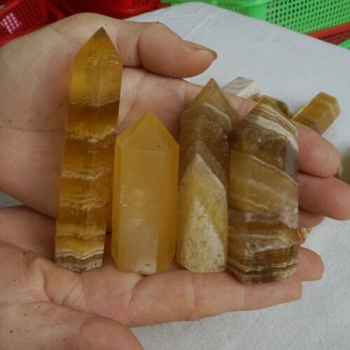 5KG 11LB 65Pcs Natural Yellow Fluorite Quartz Crystal Point Tower Healing Wholesale Lot