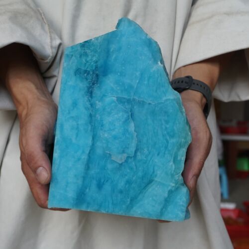 6.1kg 13.5LB 8.5" Rare Blue Lazulite Gem Quartz Crystal Cut from Rough Stones Tibet