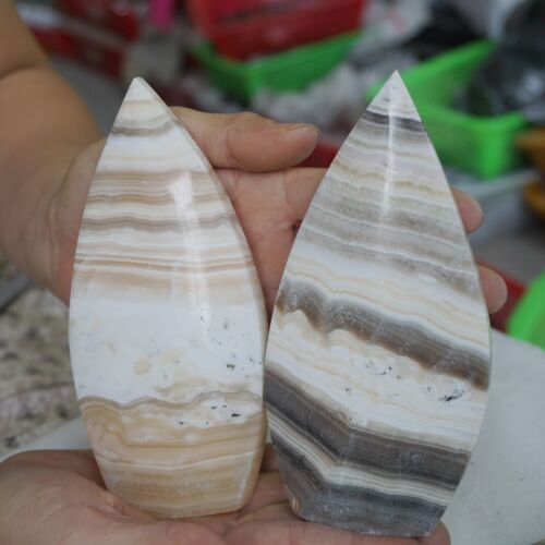 3.77KG 8.3LB 10Pcs Natural Mexico Banded Calcite Crystal Point Flame Palm Stone Healing