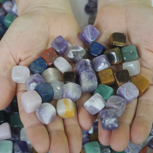 5KG 11LB 870Pcs Tiny Natural Quartz Crystal Jasper Square Mixed Gem Tumbled Stones Healing