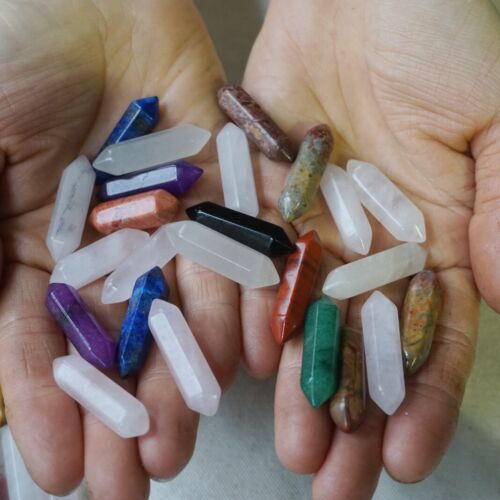 2KG 4.4LB 520Pcs Tiny Quartz Crystal Jasper Double Point Wand Mixed Stones Tumbled Healing