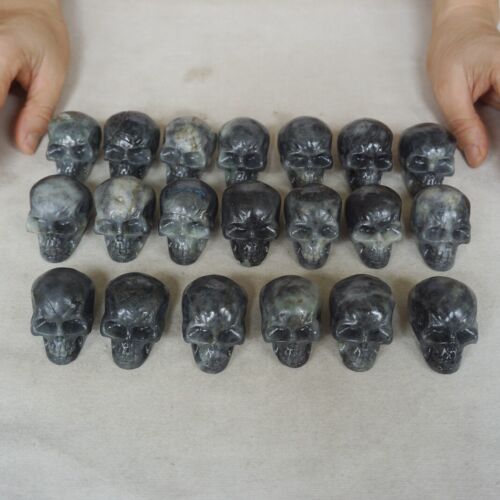 3LB 20Pcs Small Natural Rainbow Labradorite Quartz Crystal Skull Carving Head Healing