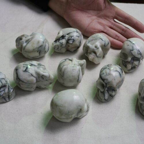 2KG 4.4LB 10Pcs Natural Network Jasper Crystal Skull Carving Head Sculpture Healing