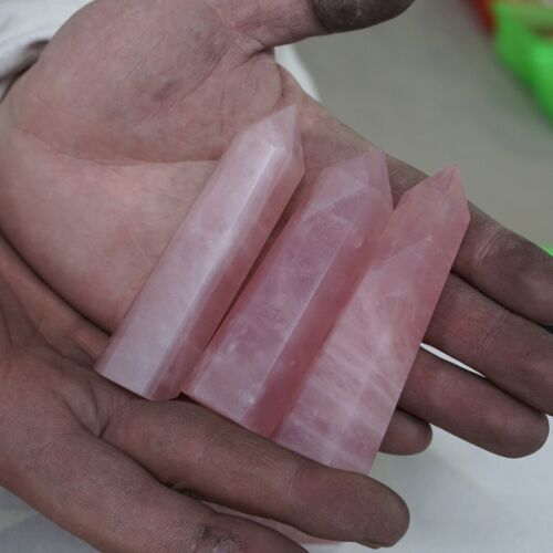 2KG 4.4LB 24Pcs Natural Nice Pink Rose Quartz Crystal Point Tower Polished Healing