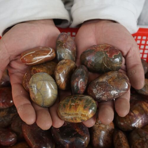 5kg 60 Pieces 11LB Cherry Creek Jasper Picasso Crystal Tumbled Palm Stone Healing