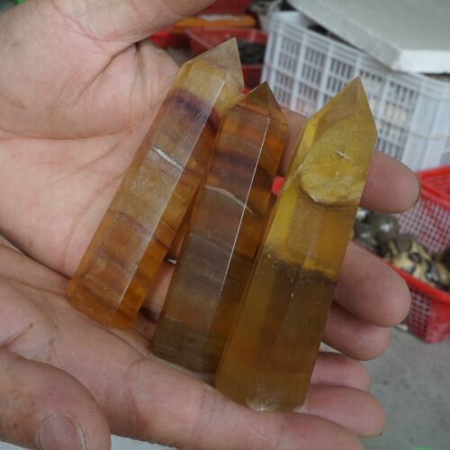 2KG 4.4LB 24Pcs Natural Yellow Fluorite Quartz Crystal Point Tower Healing Wholesale Price