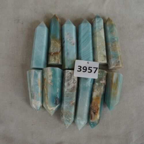 2kg 4.4LB 24Pcs Natural Blue Amazonite Quartz Crystal Points Tower Wand Healing