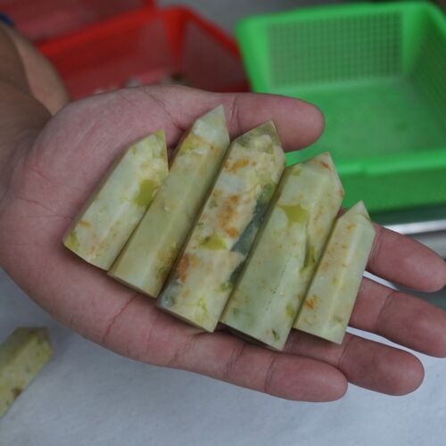 24 Pieces 2kg Natural Yellow Jade Crystal Tower Point Obelisk Polished Healing Wholesale Lot