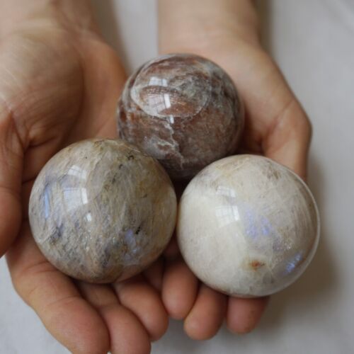 5KG 11LB 18Pcs Natural Blue Rainbow Moonstone Belomorite Crystal Sphere Ball Healing